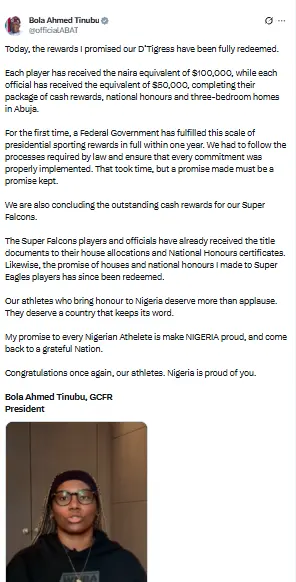 Tinubu's press release