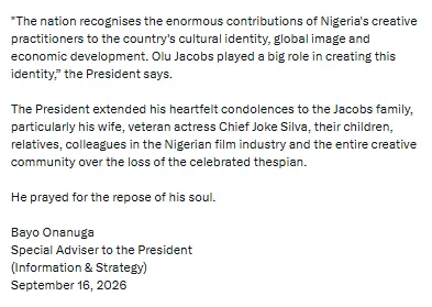 Tinubu's press statement (NC)