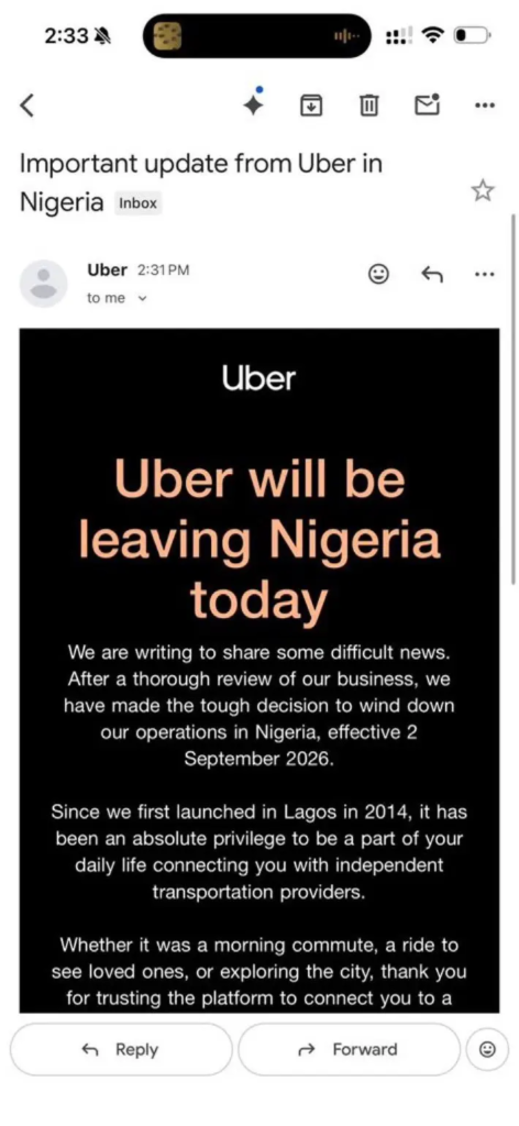 Uber Shuts Down Operations in Nigeria, Uganda (News Central TV)