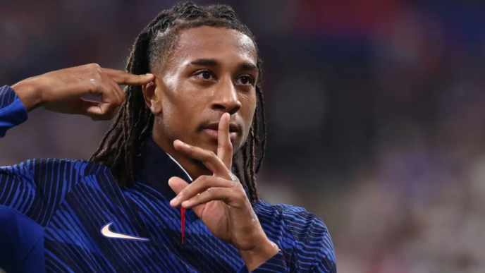 France's midfielder #11 Michael Olise celebrates after scoring his team's fourth goal during the UEFA Nations League Group A1 football match between France and Belgium at the Stade de France in Saint-Denis, north of Paris, on October 5, 2026.