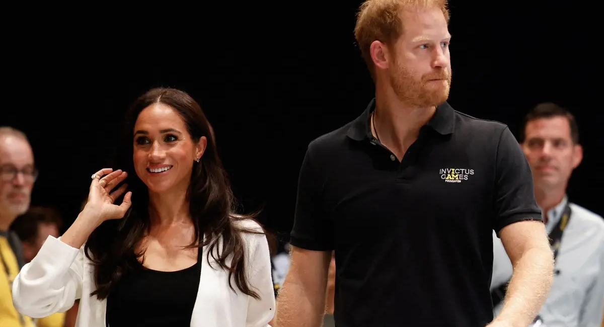 Britain's Meghan, Duchess of Sussex and Britain's Prince Harry, Duke of Sussex, arrive at the 2023 Invictus Games in Duesseldorf, western Germany on September 13, 2023.