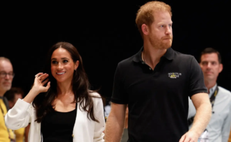 Britain's Meghan, Duchess of Sussex and Britain's Prince Harry, Duke of Sussex, arrive at the 2023 Invictus Games in Duesseldorf, western Germany on September 13, 2023.