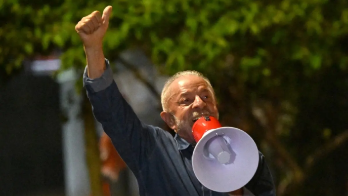 Brazil's President and presidential candidate Luiz Inacio Lula da Silva delivers a speech to supporters after winning the presidential runoff election in Sao Paulo, Brazil, on October 25, 2026.