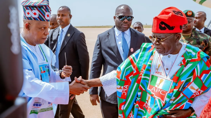 Tinubu, Shettima Arrive Kaduna for APC Campaign Flag-off