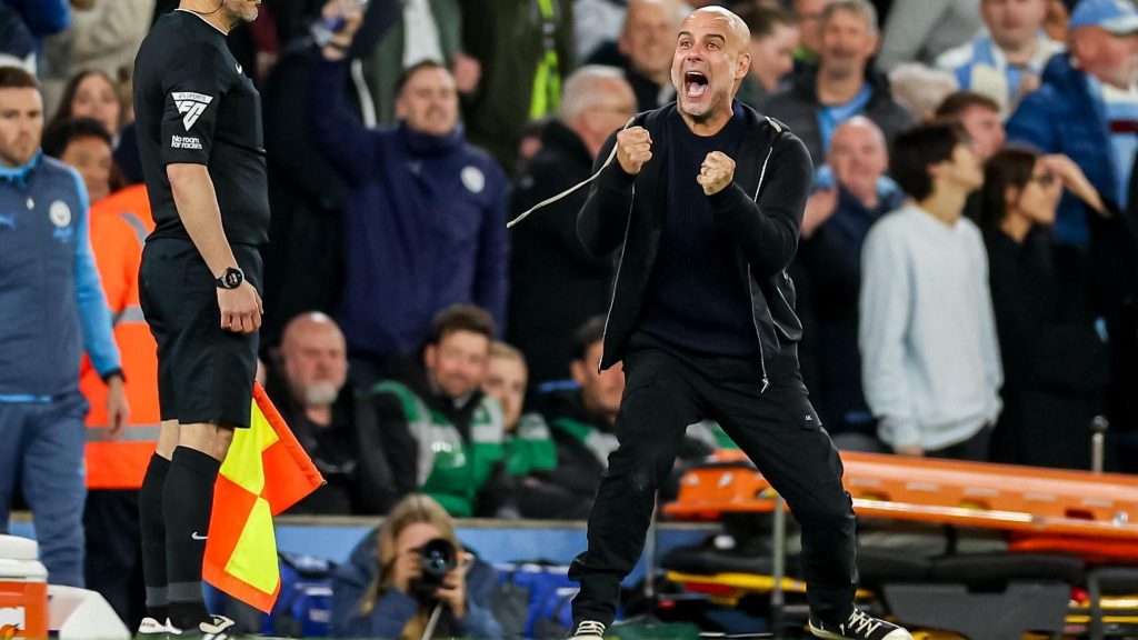 Guardiola Celebrates City's Late Win Over Villa to Go Third