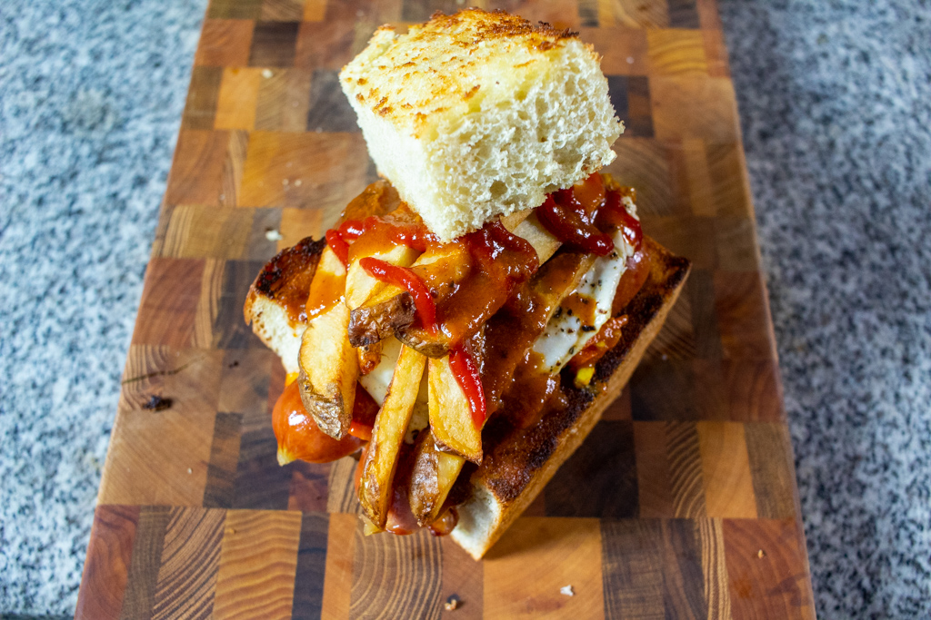 The Street food Kota is a hollowed-out bread loaf filled with atchaar and chips (News Central TV)