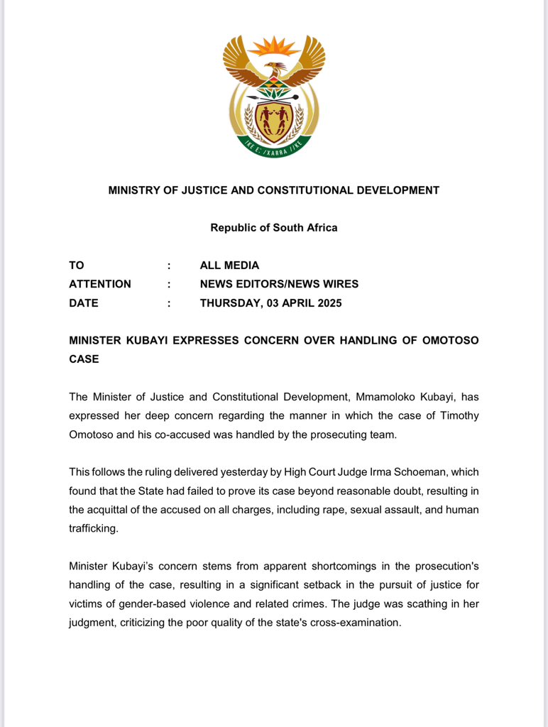 Ministry of Justice Response (News Central TV)