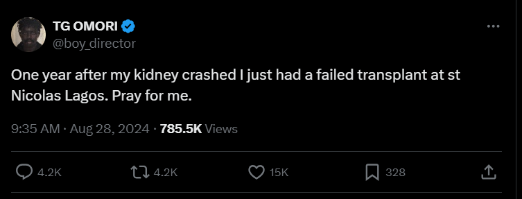 TG Omori shared the sad news on his X handle