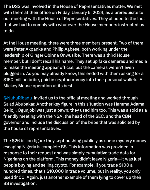 Binance Executive Names Nigerian Lawmakers Allegedly Demanding $150 Million Bribe