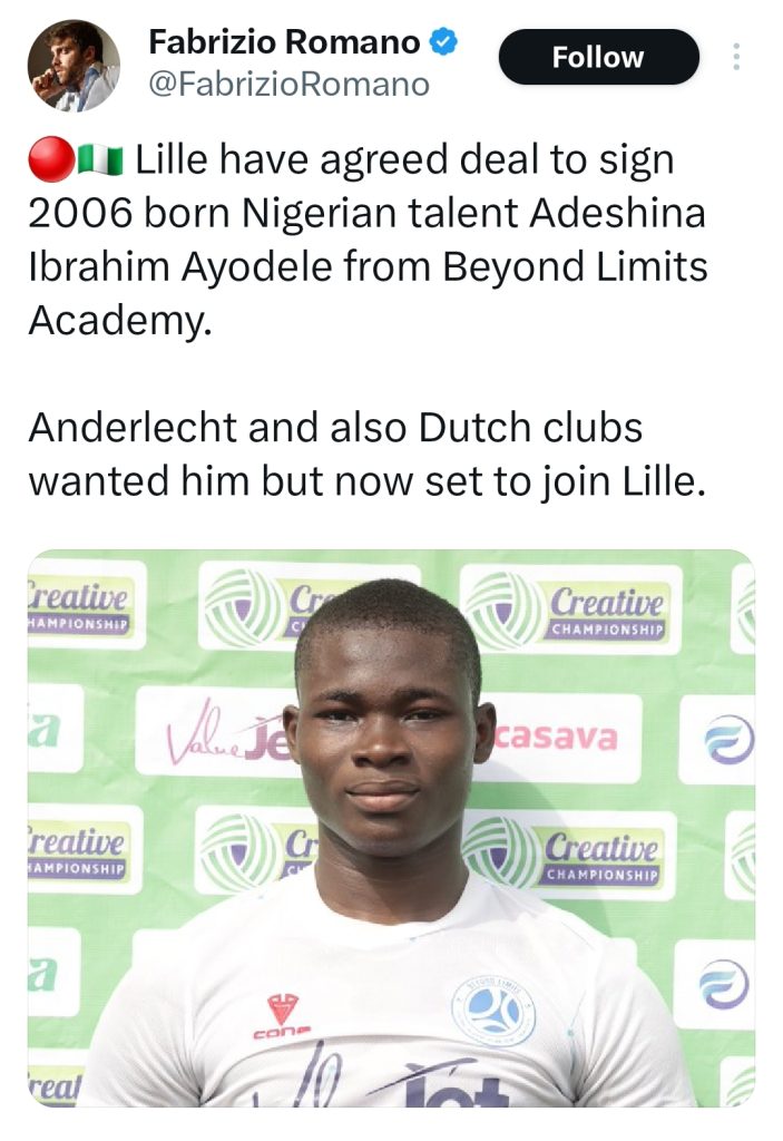 Shina Ayodele will be a Lille player