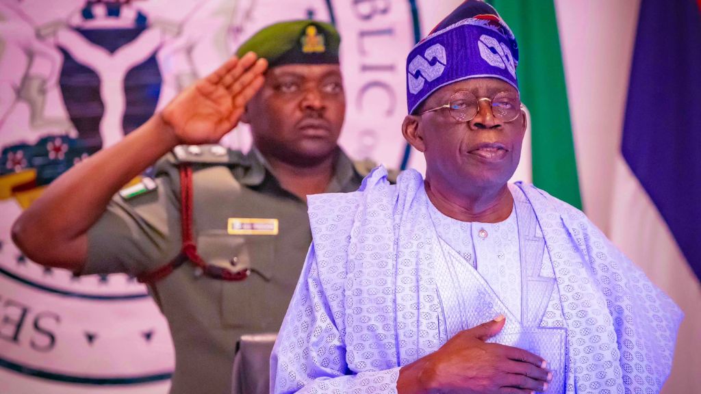 Tinubu salutes to anthem