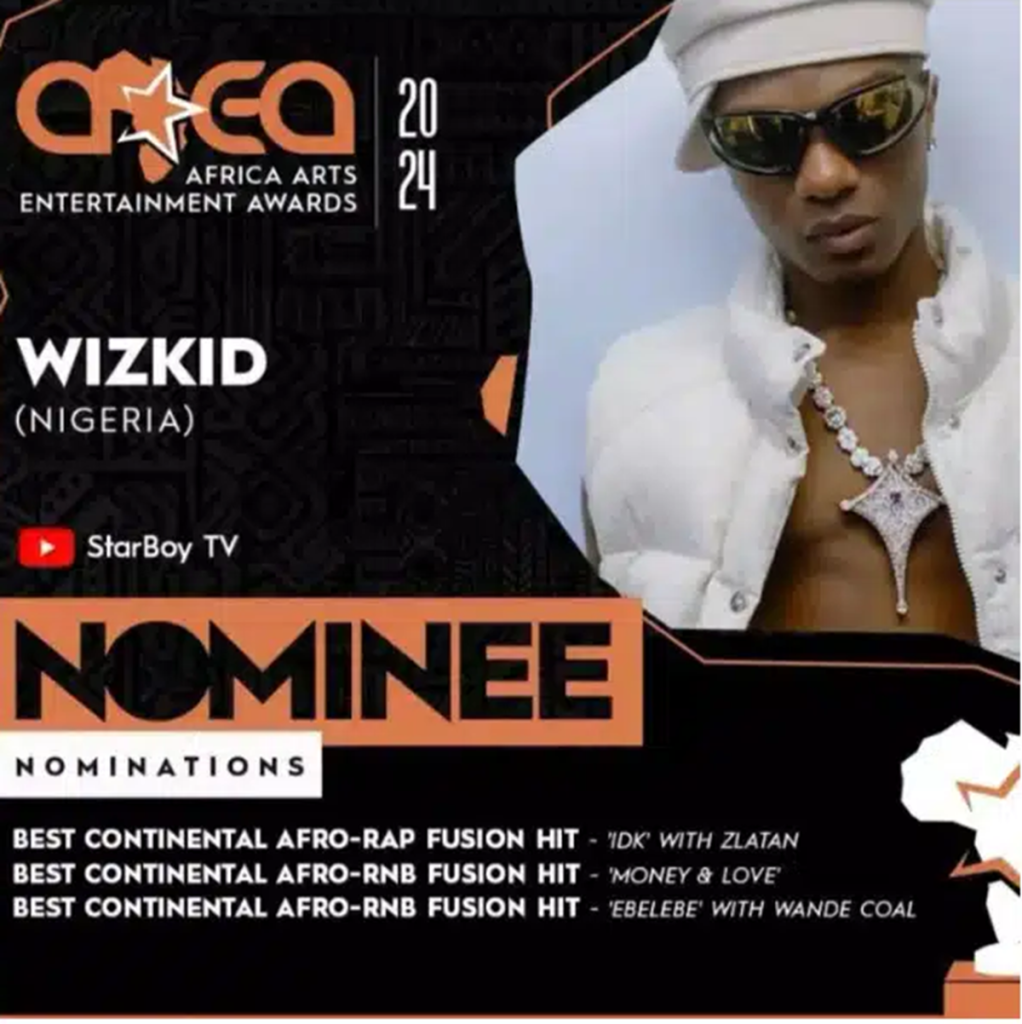 Wizkid Earns Seven Nominations at Africa Arts Entertainments Awards