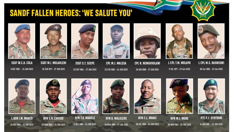 South Africa Mourns 14 SANDF Soldiers Killed in DR Congo

Photo: IOL