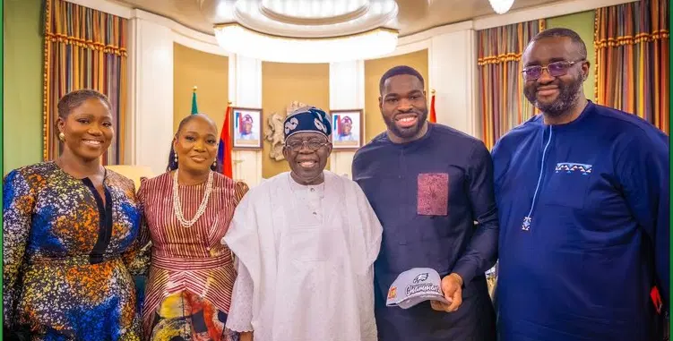 President Tinubu Hosts NFL Star Ojomo at State House
